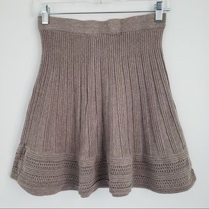 Max Studio Tan Knit Crochet Detail Mini Skirt Small